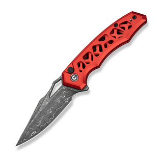 CIVIVI - CIVIVI Anaaki Damascus, Skeletonized Red Aluminum