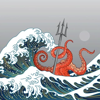 Prometheus Design Werx - Prometheus Design Werx Art Print - Great Wave Kraken