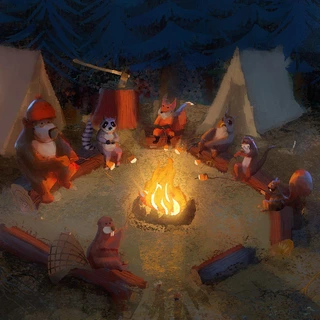 Prometheus Design Werx - Prometheus Design Werx DRB Art Print - Campfire Friends