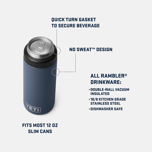 YETI Rambler, colster slim, musta