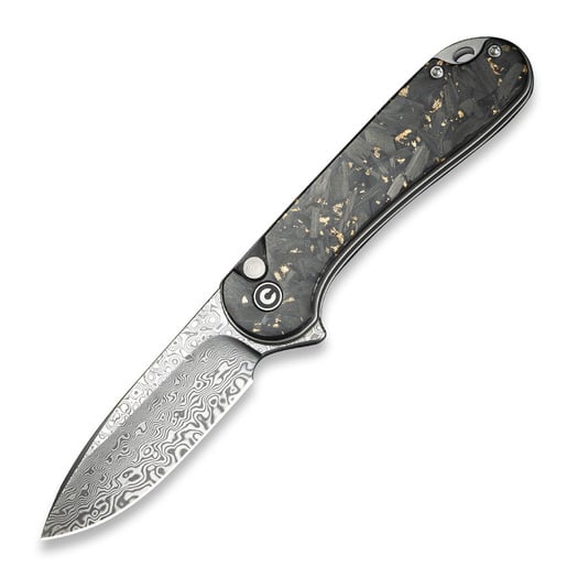 Saliekams nazis CIVIVI Button Lock Elementum II Damascus, Gold Shred CF C18062P-10