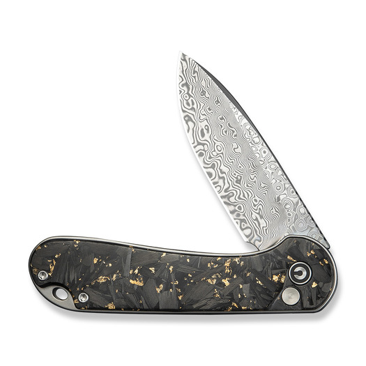 Zavírací nůž CIVIVI Button Lock Elementum II Damascus, Gold Shred CF C18062P-10