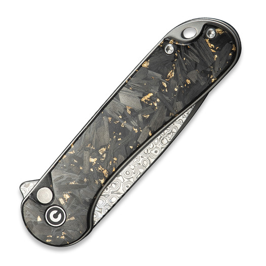 CIVIVI Button Lock Elementum II Damascus összecsukható kés, Gold Shred CF C18062P-10