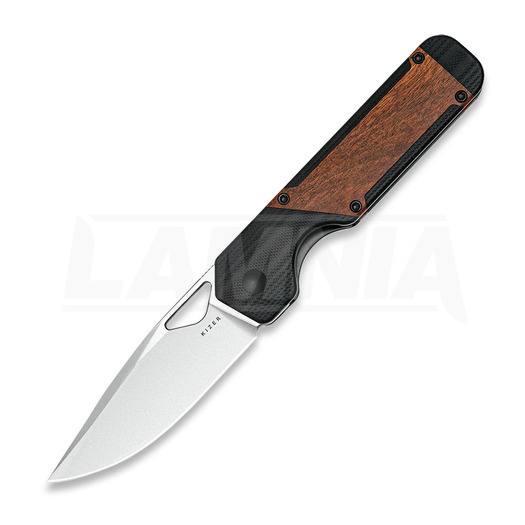 Kizer Cutlery Militaw 154CM kääntöveitsi, Black G-10/Mkuruti Wood