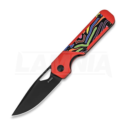 Kizer Cutlery Mini Militaw Nitro-V kääntöveitsi, Red G-10/Party Streamers