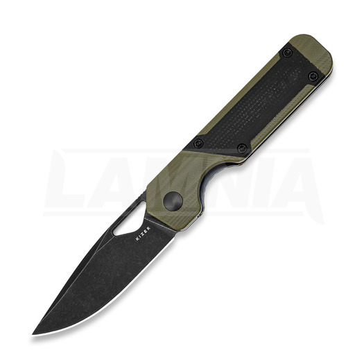 Kizer Cutlery Mini Militaw Nitro-V kääntöveitsi, Green G-10/Black Micarta