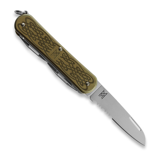 Midgards-Messer Vulpis Brass with Nordic Pattern folding knife