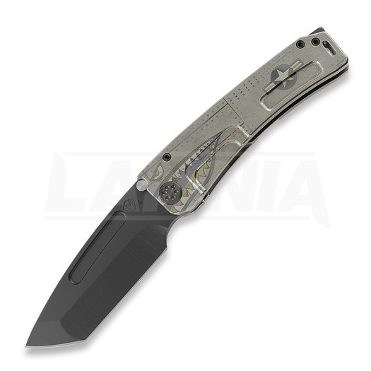 Skladací nôž Medford Marauder-H S45VN DLC Tanto "Warthog/Star-N-Bars/Rivets"