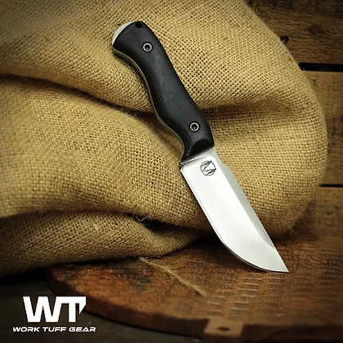 Cuţit Work Tuff Gear Nomad Bushcrafter K329, saber, satin, black G10, green liner