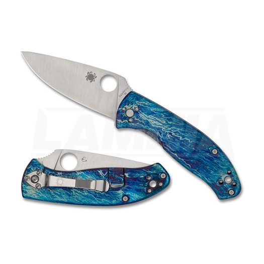 Briceag Spyderco Tenacious Blue Titanium Disarray D2 122TIBLD2P