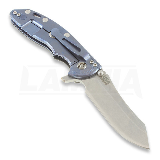 Hinderer XM-18 3,5" Skinner foldekniv, black/TI blue