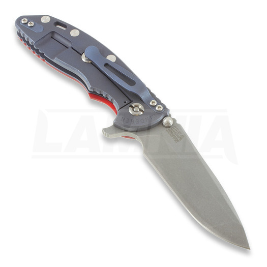 Coltello pieghevole Hinderer XM-18 3,5" Spanto, maroon/Ti battle blue