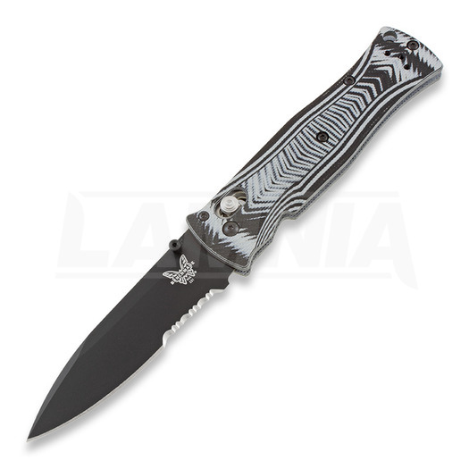 Coltello pieghevole Benchmade Pardue Drop Point, nero, dentatura lama 531SBK