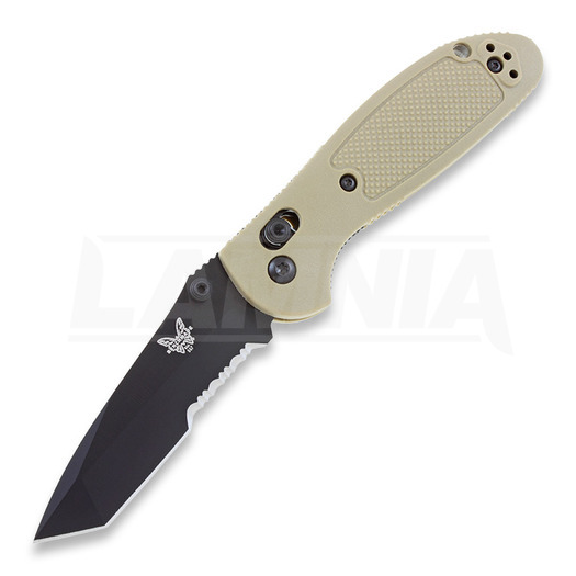 Benchmade Mini-Griptilian 折り畳みナイフ, tanto, 黒, sand, 鋸歯状 557SBKSN