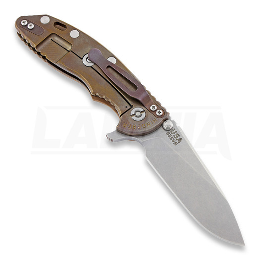 Hinderer XM-18 3,5" Slicer foldekniv, brown G10/Ti bronze