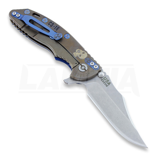 Hinderer XM-18 3,5" Bowie Containment Series 折り畳みナイフ, blue/black