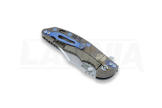 Hinderer XM-18 3,5" Bowie Containment Series 折り畳みナイフ, blue/black