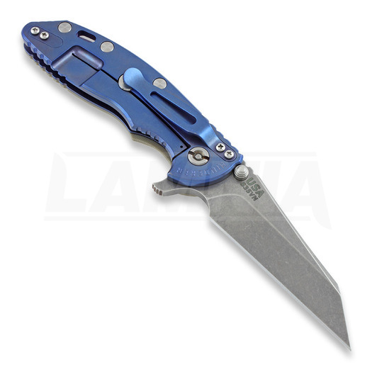 Hinderer XM-18 3,5" Wharncliffe Fatty foldekniv, sand/Ti blue