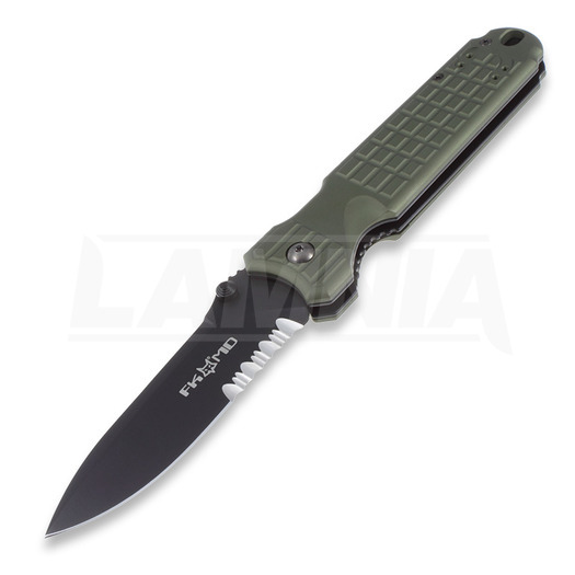 Πτυσσόμενο μαχαίρι Fox Knives Predator II, λαδί, οδοντωτή λεπίδα FX-FP2GS