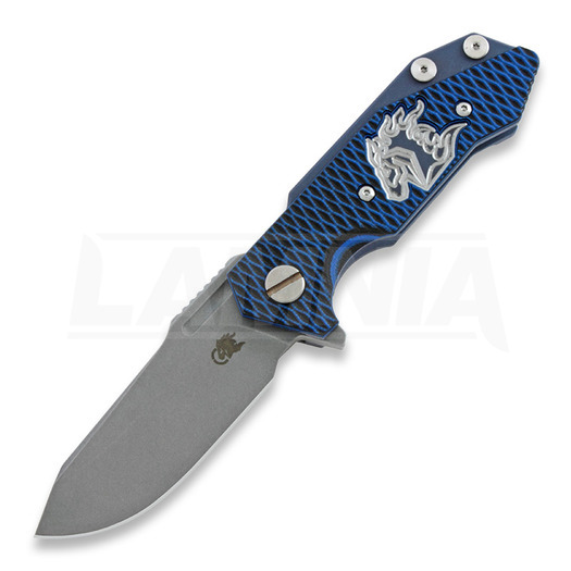 Hinderer Half Track Spearpoint kääntöveitsi, Battle Blue with Cutout