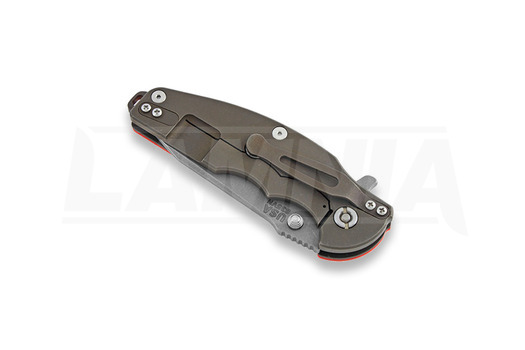 Hinderer Jurassic Spearpoint összecsukható kés, battle bronze, narancssárga