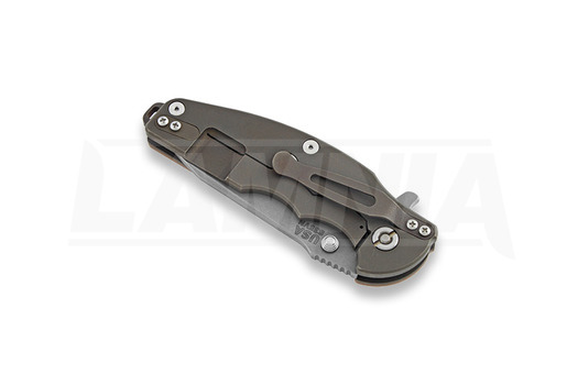 Hinderer Jurassic Spearpoint összecsukható kés, battle bronze, coyote