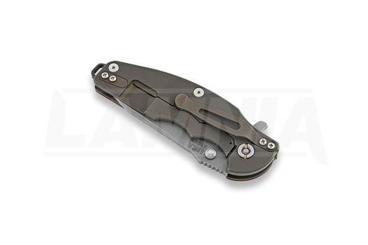 Hinderer Jurassic Spearpoint összecsukható kés, battle bronze, orange/black