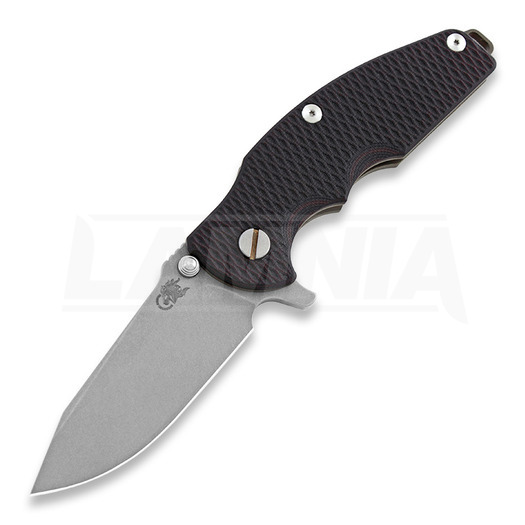 Hinderer Jurassic Spearpoint fällkniv, battle bronze, red/black