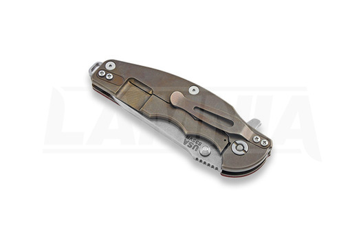 Hinderer Jurassic Spearpoint vouwmes, stonewash bronze, orange/black