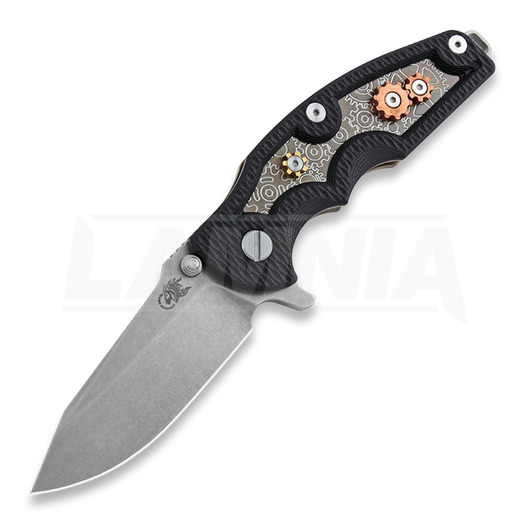 Hinderer Jurassic Spearpoint összecsukható kés, stonewash bronze, Gear Theme black