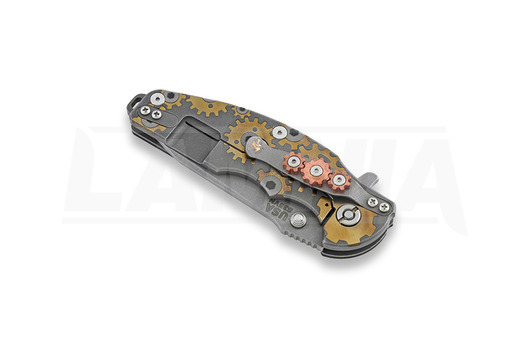 Hinderer Jurassic Spearpoint fällkniv, working finish, Gear Theme black