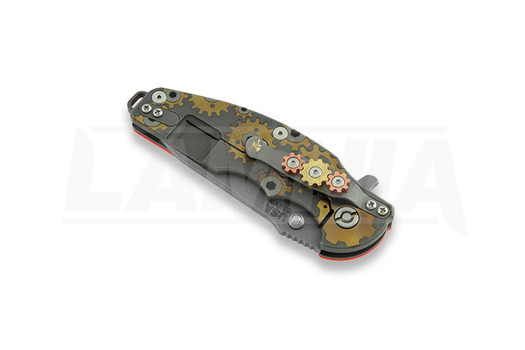 Hinderer Jurassic Spearpoint összecsukható kés, working finish, Gear Theme orange