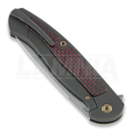 Cheburkov Scout M390 Titanium foldekniv, Red Carbon Fibre Inlay