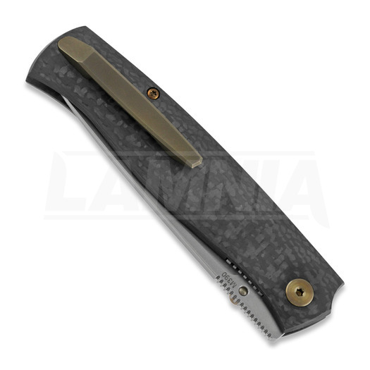 Cheburkov Strizh small M390 Carbon Fiber összecsukható kés, bronze hw