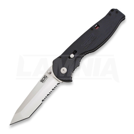 มีดพับ SOG Flash II Tanto, satin, ขอบฟันเลื่อย SOG-FSAT98-CP