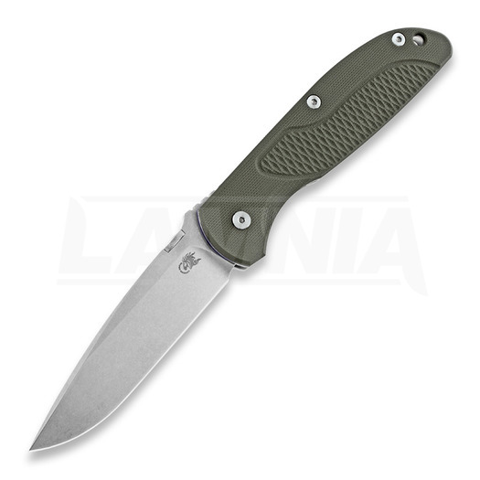 Hinderer Firetac Spearpoint 접이식 나이프, stonewashed, 올리브색