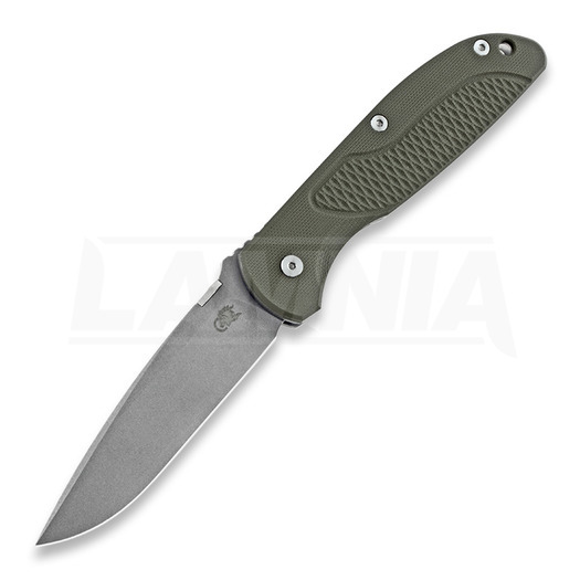 Hinderer Firetac Spearpoint 접이식 나이프, working finish, 올리브색