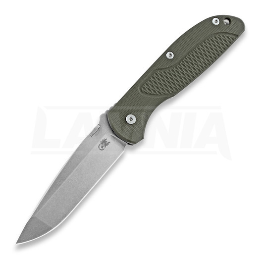 Coltello pieghevole Hinderer Firetac Spanto, stonewashed, verde