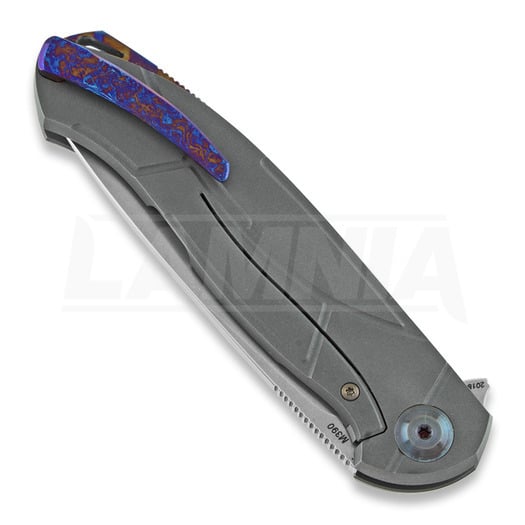 Cheburkov Scout M390 Titanium 折り畳みナイフ, timascus clip and spacer