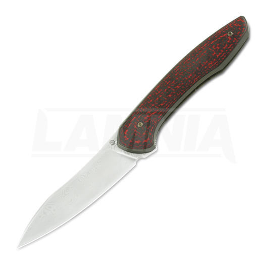 Складной нож Cheburkov Russkiy Damascus, red-black carbon fibre