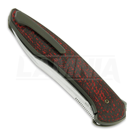 Zavírací nůž Cheburkov Russkiy Damascus, red-black carbon fibre