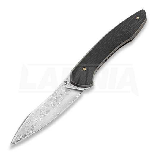 Cheburkov Russkiy Damascus összecsukható kés, black carbon fibre