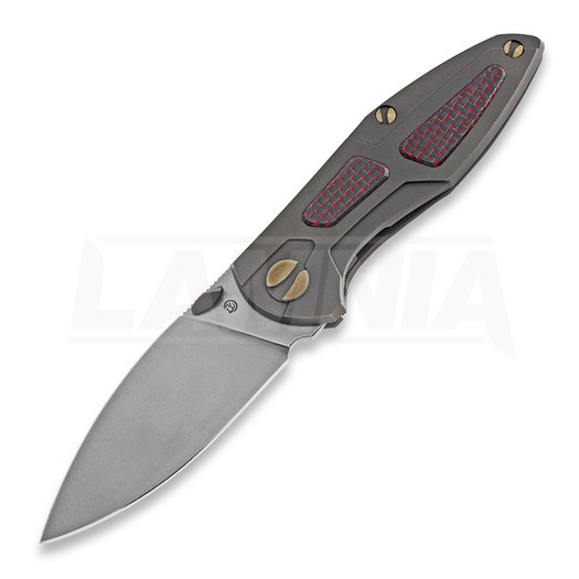 Cheburkov Tukan M390 Bronze Titanium összecsukható kés, Red Carbon Fibre Inlays