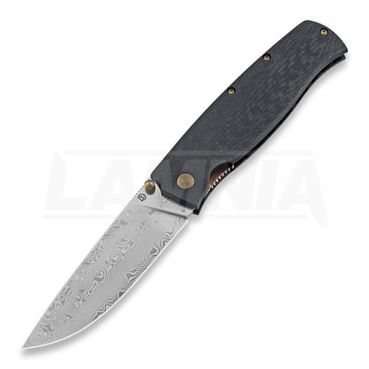 Briceag Cheburkov Strizh large Damascus, Carbon Fibre, bronze hw