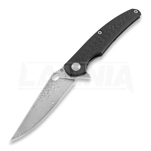 Nóż składany Cheburkov Voron Light, Damascus, black carbon fiber