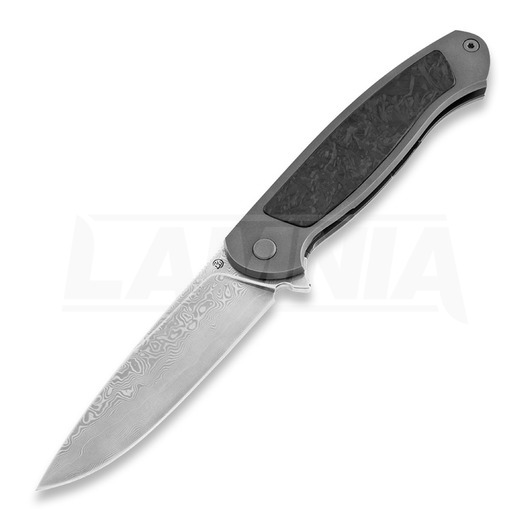 Πτυσσόμενο μαχαίρι Cheburkov Scout Damascus Titanium, Marbled Carbon Fibre Inlay