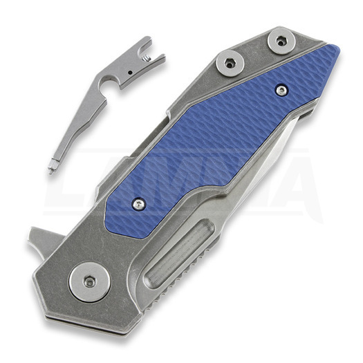 Hinderer Full Track Tri-Way Spearpoint fällkniv, stonewash, blå