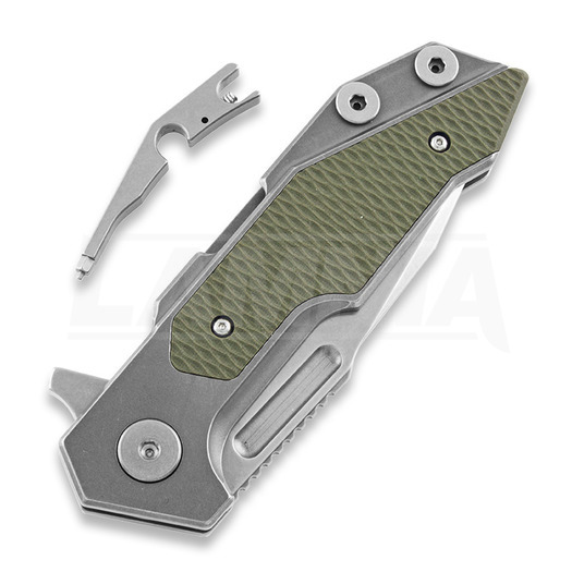 Hinderer Full Track Tri-Way Spearpoint fällkniv, stonewash, olivgrön