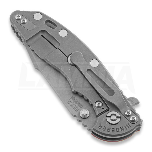 Hinderer XM-18 3,5" Harpoon Spanto foldekniv, working finish, rød