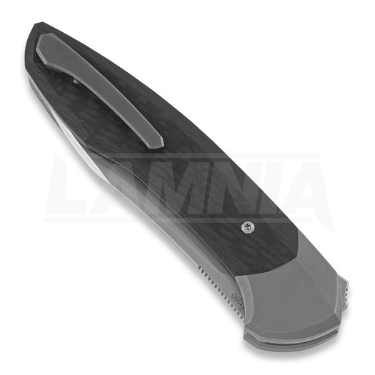 Cheburkov Russkiy M390 foldekniv, carbon fibre with titanium bolster